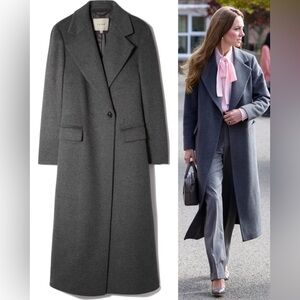 Jigsaw Wool Maxi City Coat in Charcoal - ASO Kate Middleton Royal - UK10/US6